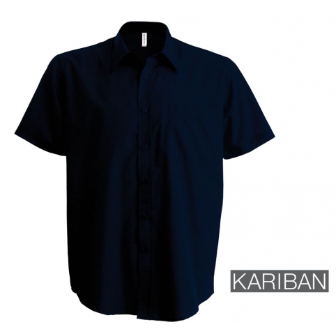 Pánská košile KARIBAN s krátkým rukávem, tmavomodrá
