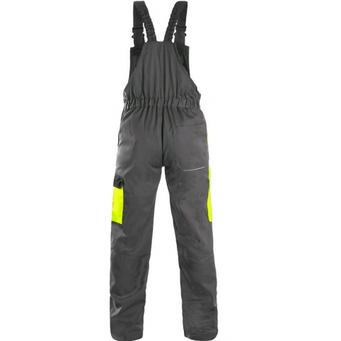 Pracovní kalhoty CXS PHOENIX CRONOS na kšandy, šedo-žluté
