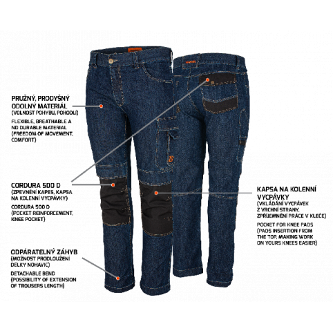 Kalhoty ICARUS pracovní, jeansové