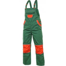 Dětské kalhoty na kšandy PINOCCHIO, zeleno-oranžové (DOPRODEJ)
