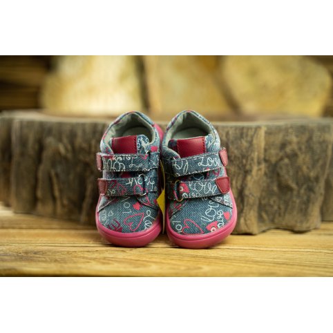 Dětské barefoot boty ROBY, šedo-růžové
