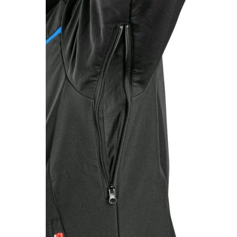 Pánská softshellová bunda NORFOLK, černá s HV modro/červenými doplňky