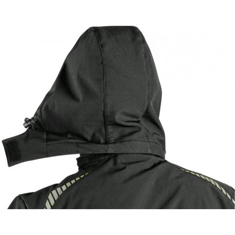 Pánská softshellová bunda NORFOLK, černá s HV žluto/oranžovými doplňky