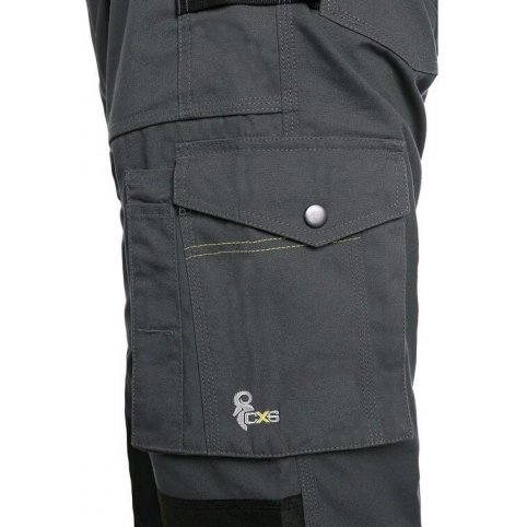 Pánské kalhoty CXS STRETCH na kšandy, tmavě šedo-černé