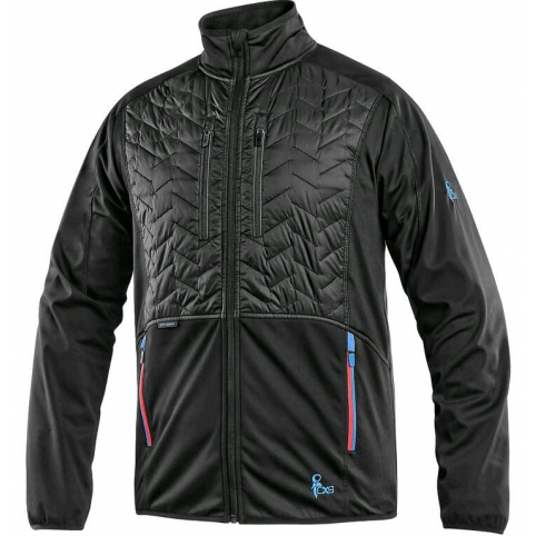 Pánská bunda CXS LEONIS, černá s HV modro/červenými doplňky