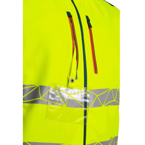 Pánská výstražná softshellová bunda CXS BEDFORD, HI-VIS, žluto-petrolejová