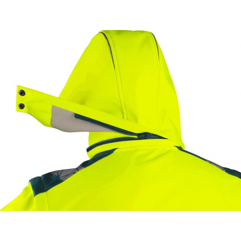 Pánská výstražná softshellová bunda CXS BEDFORD, HI-VIS, žluto-petrolejová