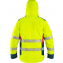 Pánská zimní výstražná softshellová bunda CXS BEDFORD WINTER, HI-VIS, žluto-petrolejová