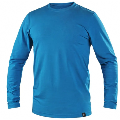 Pánské tričko s dlouhým rukávem CXS SIMON, azurově modré